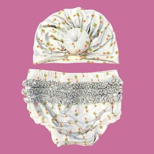 Hanna Anderson Bamboo Bloomer And Turban Set 18-24 Mo In Radishy Red